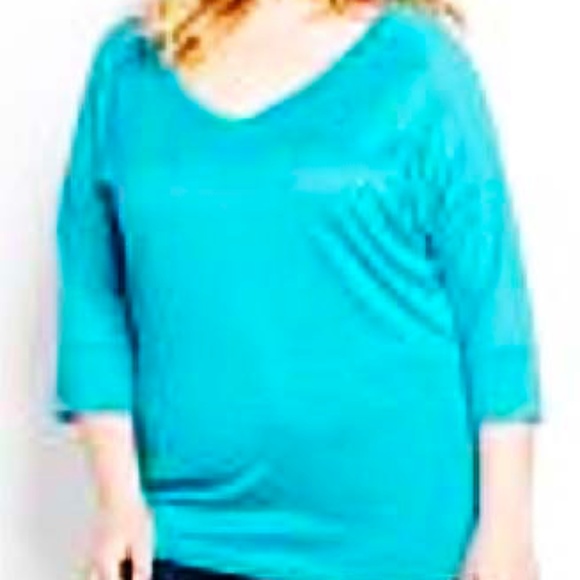 CHIFFON TOP, BLUE STRIPES, SIZE 4X, ¾ SLEEVES, VEE NECK, ADDITION ELLE, TAG ON, - Picture 1 of 1